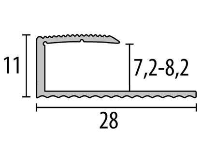 K Einfassprofil 210 (7,2 - 8,2 mm) Silber F4 versenkt gebohrt 2,70m