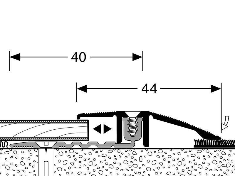 K Anpassungsprofil 486 breite Basis (7 - 15 mm) Edelstahl F2 (VERSCHRAUBBAR) 2,70 m