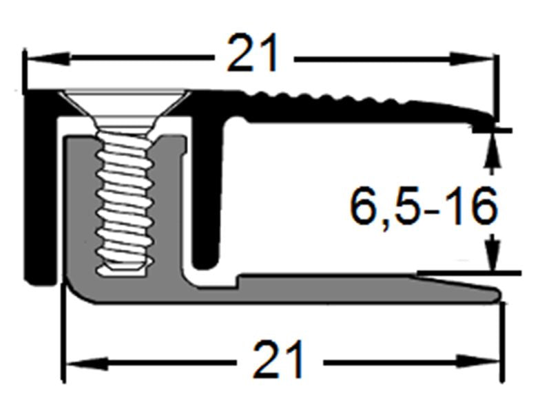 S Abschlussprofil 8223 (6,5-16 mm) Silber (VERSCHRAUBBAR) 1,00 m