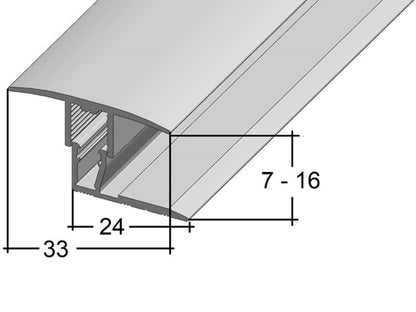 S Übergangsprofil 8271 (7 - 16 mm) Clip Edelstahl 2,70 m