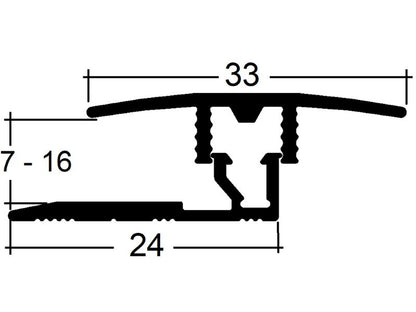 S Übergangsprofil 8271 (7 - 16 mm) Clip Silber 1,00 m