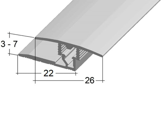 S Übergangsprofil 8261 (3 - 7 mm) Clip Silber 1,00 m (B)