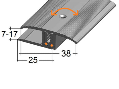 S Übergangsprofil Flexo 8241 (7-17 mm) Edelstahl (VERSCHRAUBBAR) 2,70 m