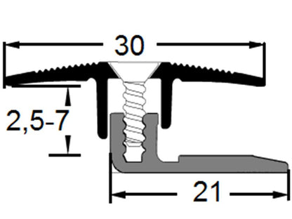 S Übergangsprofil 8231 (2,5 - 7 mm) Silber (VERSCHRAUBBAR) 2,70 m