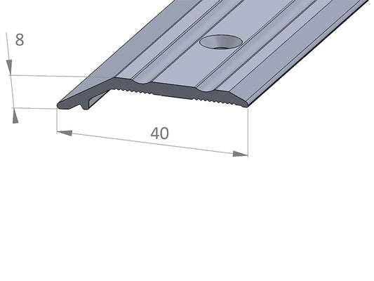 S Anpassungsprofil 8404 (40 x 6-9 mm) Silber versenkt gebohrt 2,70 m